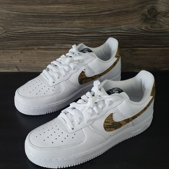 New Nike Air Force 1 White Sneakers Unisex Snake Print AF1 Casual Streetwear - Picture 6 of 9